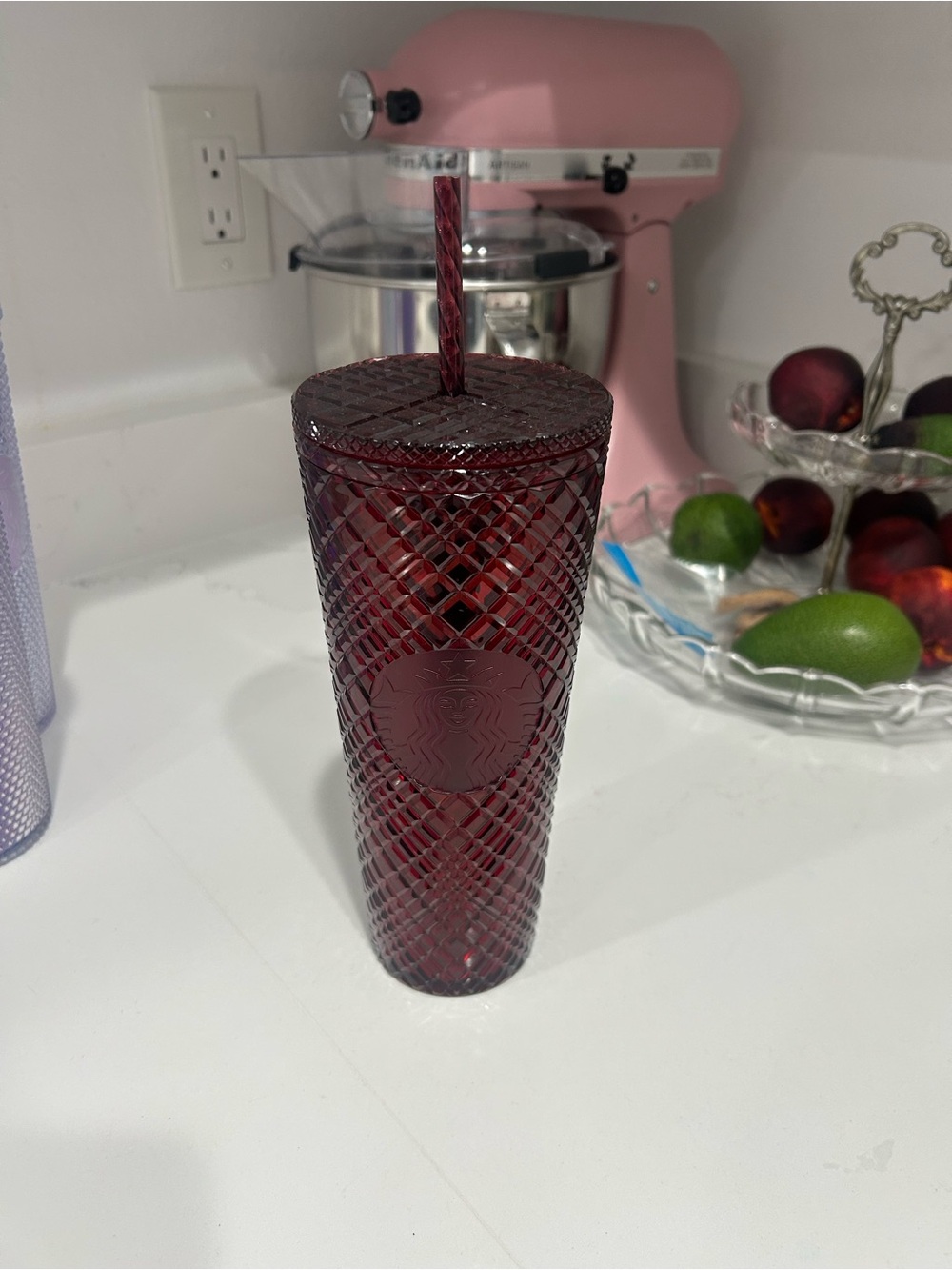 Starbucks Burgundy Textured Studded Tumbler with Straw